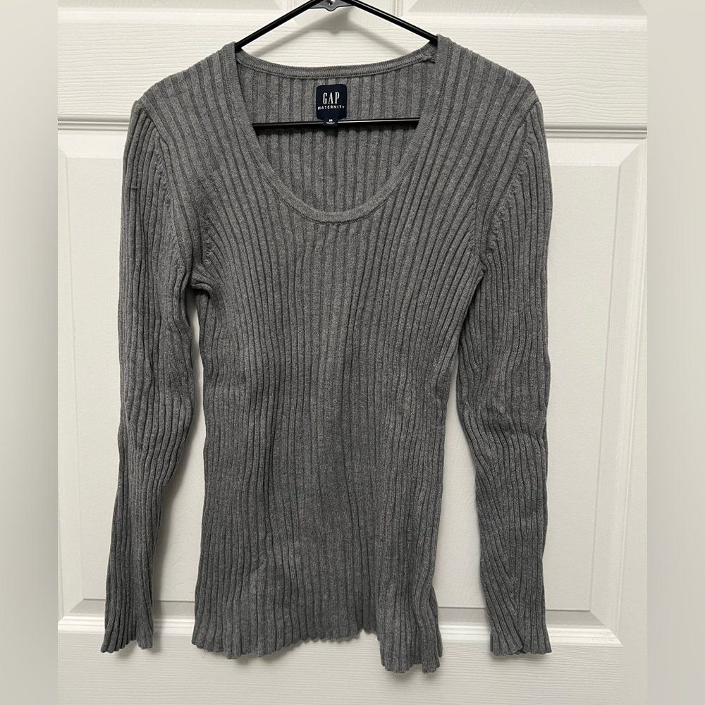 GAP Charcoal Ribbed Knit Top